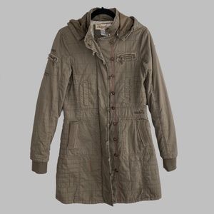 Billabong Coat with Removable Hood, Women’s Medium, Khaki G…